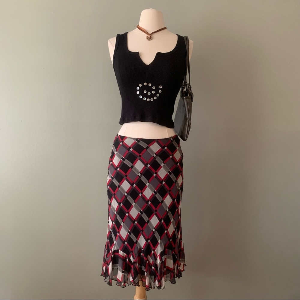 Black Upcycled Tank Top with shell button spiral